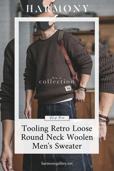 Stay warm and stylish with our Tooling Retro Loose Round Neck Woolen Men's Sweater. Perfect for winter fashion, this sweater offers a comfortable fit and timeless design. Ideal for layering, it effortlessly combines classic and contemporary style. Elevate your wardrobe with this essential piece. HarmonyGallery

#RetroFashion #MensSweater #WinterWear #WoolenSweater #ClassicStyle #MensFashion #HarmonyGallery Warm Sweater For Fall Outdoor Activities, Warm Sweater For Outdoor Fall Events, Warm Fall Sweater For Outdoor, Warm Outdoor Sweater For Fall, Fall Outdoor Sweater, Vintage Sweater For Outdoor Fall Wear, Brown Winter Sweatshirt With Ribbed Collar, Brown Ribbed Collar Winter Sweatshirt, Brown Ribbed Collar Sweatshirt For Winter