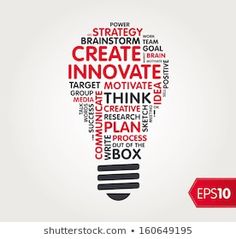 a light bulb with the words innovation in it's center and an arrow pointing up to