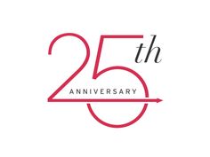 the 25th anniversary logo with an arrow pointing to it's left and the number twenty five