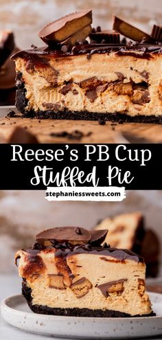 reese's pb cup stuffed pie on a plate