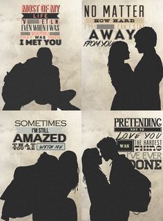 the silhouettes of two people kissing each other with words above them that say no matter how many times it is