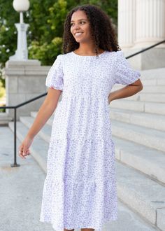 Lavender daisy dress with short sleeves Cute Dresses For Church, Mission Fits, Sunday Dresses, Plus Jumpsuit, Instagram Dress, Daisy Dress, Curvy Dress, Plus Dresses, Low Iron