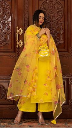 PRODUCT DESCRIPTION: KURTA: Cotton , Pant: Cotton  Dupatta: Organza  Color: Yellow  No. Of Components : Set of 3  Embroidery Details:  Lace Work  Wash Care : EASY WASH Customization : Only Size and Length Of Product US Size Conversion: XS = 0, S = 2-4, M = 6-8, L = 10-12, XL = 14, 2XL = 16, 3XL = 18, 4XL = 20, 5XL = 22, XSP = 0P, SP = 2P-4P, MP = 6P-8P, LP = 10P-12P, XLP = 14P, 2XLP = 16P, 3XLP = 18P, 4XLP = 20P, 5XLP = 22P Size Guide in inches (garment measurements): Regular - 5' 4'' to 5' 8'' Yellow Suit Indian, Kurti And Palazzo, Kurta Pattern, Organza Kurti, Embroidery Sleeves, Dupatta Dress, Yellow Kurti, Kurta Cotton, Cotton Anarkali