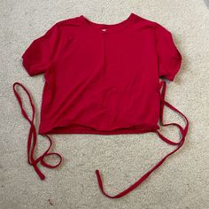 Never Worn Hollister Tie Top Baby Tee Size Large Bin #4 Red Crop Top T-shirt For Summer, Red Cotton Crop Top, Red Casual Crop Top, Red Lace Tank Top, 70’s Style, Hollister Hoodie, Hollister Tops, Lace Tank Top, Tie Top