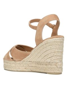 Step into summer with ease and charm in these chic wedge espadrilles, perfect for any sunny day stroll or evening outing. They effortlessly combine laid-back vibes with a touch of elegance, thanks to their quality craftsmanship. Once you try them on, they'll quickly become your go-to pair for every occasion. Beige leather platform with silver-tone hardware Braided raffia platform for a natural look Almond toe design for added comfort Secure buckle fastening for a snug fit Composed of 100% suede Espadrilles Slides, Wedge Espadrilles, Women's Espadrilles, Sandals Brown, Brown Leather Sandals, Pumps Flat, Crossbody Tote, Leather Silver, Toe Designs