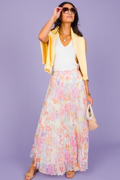 New Arrivals - Items Added Daily! :: The Blue Door Boutique Spring Floral Print Flowy Maxi Skirt, Multicolor Maxi Skirt For Day Out In Spring, Spring Floral Maxi Skirt For Brunch, Multicolor Floral Print Maxi Skirt For Day Out, Flowy Maxi Skirt For Spring Brunch, Spring Pleated Skirt For Day Out, Spring Pleated Flowy Maxi Skirt, Multicolor Long Pleated Skirt For Spring, Chic Multicolor Pleated Skirt For Spring