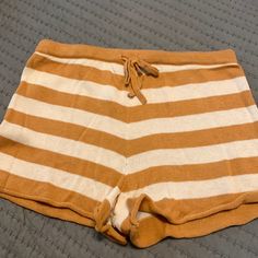 Soft Knit Shorts. Never Worn. Waist Is 14” Flat/Relaxed. Color Is Caramel And Cream. Elastic Waist W/Tie. Knit Shorts, Soft Knits, American Eagle Outfitters, Caramel, American Eagle, Elastic Waist, Wish List, Womens Shorts, Elastic