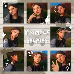 eight simple selfies for an animated character