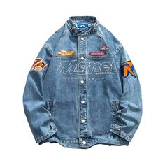 Slay the summer season with our 2023 Spring-Summer Collection oversized denim jacket with patches. This boho style jacket is loaded with unique features that will have you looking your absolute best. From the oversized shape and stitched patches to the buttoned closure. this jacket is sure to turn heads!Distinctive Features: Oversized Fit: Get a look that's both stylish and unfussy with an oversized silhouette that flatters your figure. Embroidered Patches: Get creative with embroidered patches Streetwear Blue Patchwork Denim Jacket, Blue Patchwork Denim Jacket For Streetwear, Casual Cotton Outerwear With Patches, Patchwork Denim Jacket For Streetwear, Denim Blue Patchwork Jacket For Streetwear, Oversized Long Sleeve Denim Jacket With Patches, Trendy Long Sleeve Denim Jacket With Patches, Trendy Patched Denim Jacket, Trendy Patchwork Denim Jacket For Streetwear