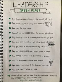 a page in a notebook with instructions on how to use the leader's flag