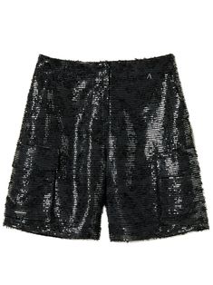 black front button and zip fastening sequin embellishment two side slit pockets two side patch pockets Embellished Shorts, Sequin Embellishment, Wardrobe Edit, Boots Fall, Exclusive Fashion, Shorts Black, Lady Dior, Jacket Tops, Short Outfits