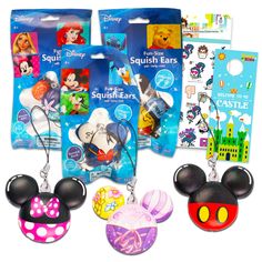 PRICES MAY VARY. Crenstone Exclusive Disney Party Favors Mega Pack for Kids - Bundle with 3 Disney Squishy Ear Toy Sets with Mickey Ears Toys Plus Stickers, More | Disney Collectibles, Disney Toys for Kids. This Disney party favor set includes 3 Disney squishy Mickey ears bags, each containing a mystery Mickey ears shaped toy featuring artwork of favorite characters including Mickey, Minnie, Donald, Rapunzel, Stitch, and more. Sure to be a hit with Disney fans of all ages, these Disney toys are Disney Mini Toys, Disney Doorables Ornaments, Disney World Party Party, Disney Party Kids, Disney World Gift Basket For Kids, Fish Extender Gifts For Kids, Kids Disney Party, Disney Party Favors, Disney Party Favor