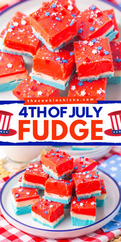 This 4th of July Fudge recipe is the perfect patriotic treat to make this Memorial Day, Independence Day, Flag Day, Labor Day, or summer BBQ. With its festive red, white, and blue design, you can wow any crowd! A no-bake treat made from just a few simple ingredients! Quick And Easy 4th Of July Desserts, Independence Day Recipes, 4th Of July Desserts For A Crowd, 4th Of July Fudge Recipes, 4th Of July Bbq Food, Fourth Of July No Bake Cheesecake, Festive Memorial Day Desserts, No Bake Patriotic Cheesecake, Red White And Blue Truffle Dessert