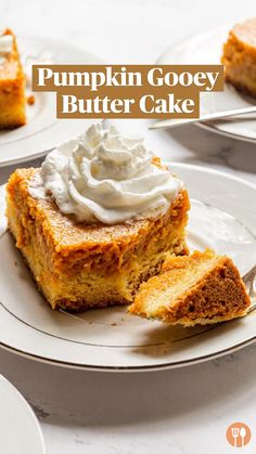 a piece of pumpkin gooey butter cake on a plate