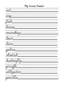 the worksheet for writing and using cursive handwriting