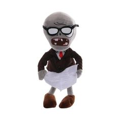 a stuffed toy with glasses and a tie on it's head is holding papers