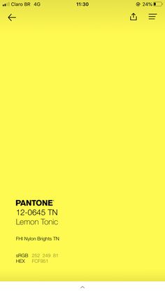 the pantone color chart is shown in yellow