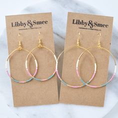 You asked for bigger beaded hoops and Libby & Smee answered! These dangly hoop earrings are the pieces you'll grab every day when you want a little something fun without a lot of fuss. Bonus: They look great dressed up or super casual. beaded hoops with tiny glass seed beads style: MAUVE — dusty rose, slate blue, ivory and gold choose from two large sizes: BIG, a teardrop shape approximately 1.75 inches wide and 2.75 inches long, or BIGGER, a circle shape 2.25 inches wide and 3 inches long gold- Trendy Nickel-free Beaded Hoop Earrings, Nickel Free Small Hoop Beaded Earrings In Trendy Style, Trendy Round Beaded Earrings With Ear Wire, Trendy Adjustable Small Hoop Beaded Earrings, Trendy Hoop Earrings With Tiny Beads, Trendy Nickel-free Beaded Earrings For Everyday, Trendy Adjustable Hypoallergenic Beaded Earrings, Beads Style, Beaded Hoops