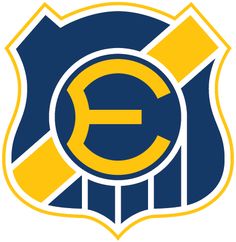 the logo of the soccer team is blue and yellow with an e in the center