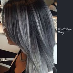 Multi-toned hair colour Learn Hairstyles, Charcoal Hair, Shelf Ladder, Dip Dye Hair, Blending Gray Hair, Gray Hair Highlights