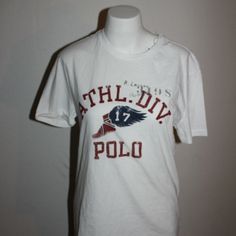 Polo Ralph Lauren Crew Short Sleeve T-Shirt W/ "Athl. Div." White Size Small White Collegiate Shirt For Sports Events, White Casual T-shirt For Sports, White Sporty Shirt For College, Casual White T-shirt For Sports, Sporty White Shirt For College, White Cotton T-shirt For Sports Events, White Collegiate Shirt With Graphic Print, White T-shirt With Logo Print, White Sporty Shirt For Sports Events