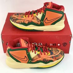 These Nike Kyrie 8's Are Brand New In Their Original Box! They Have Never Been Worn And Are In Perfect Condition! We Guarantee They Are 100% New And 100% Authentic Or Your Money Back! It Will Be Shipped Out The Same Day It Is Ordered! Contact Me If You Have Any Questions Or Concerns And I Will Be Happy To Answer! Orange High-top Running Shoes With Rubber Sole, High-top Orange Running Shoes With Rubber Sole, Orange Low-top Running Shoes With Rubber Sole, Orange Low-top Synthetic Running Shoes, Multicolor Nike Running Shoes With Rubber Sole, Orange Basketball Shoes With Rubber Sole For Sports, Casual Orange Synthetic Custom Sneakers, Orange Basketball Shoes With Boost Midsole, Nike Multicolor Leather Basketball Shoes