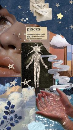 the collage shows images of human body and stars