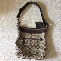 Shoulder Bag That May Work As A Cross Body. Authentic Coach/Real Leather. Only Been Used Once. Coach Coated Canvas Satchel With Zipper, Brown Coach Bag, Crossbody Coach, White Crossbody Bag, Brown Coach, Vintage Coach Bags, Brown Crossbody, Coach Crossbody, Coach Crossbody Bag