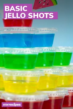 plastic jello shots stacked on top of each other