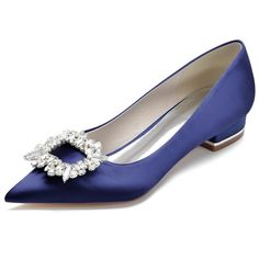 Shop Navy Jewelled Buckle Flats Satin Pointed Toe Shoes color Navy for Dancing Club, Date, Party, Work with worldwide Free shipping & Free return. Bridal Party Shoes, Wedding Shoes High Heels, Party Flats, Formal Heels, Headband Jewelry, Rhinestone Flats, Satin Shoes, Wedding Flats, Buckled Flats