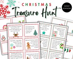 christmas treasure hunt printables for kids and adults to play in the snow with