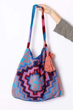 Multicolor Woven Motif Shoulder Bag For Festivals, Multicolor Woven Motif Bags For Festivals, Eco-friendly Multicolor Natural Fiber Bags, Eco-friendly Multicolor Handwoven Bucket Bag, Sources Of Fiber, Bohemian Handwoven Basket-shaped Bucket Bag, Recycled Yarn, One Bag, Pretty Bags