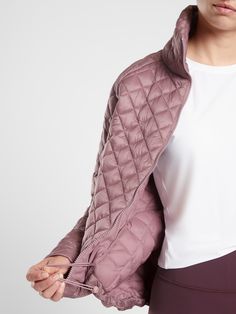 Whisper Featherless Jacket | Athleta Sporty Quilted Jacket For Fall Outdoor Activities, Functional Quilted Jacket For Cold Weather, Lightweight Fall Outerwear For Outdoor, Functional Fall Puffer Jacket, Lightweight Windproof Nylon Outerwear, Lightweight Nylon Long Sleeve Outerwear, Lightweight Long Sleeve Nylon Outerwear, Quilted Nylon Outerwear For Sports, Solid Color Quilted Puffer Jacket