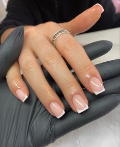 Simple Square French Tip Nails, Nail Shapes Square Oval, Short Biab French Tip Nails, Very Short French Tip Acrylic Nails, Wedding Nails Square Short, French Acrylic Nails Squoval, Really Short French Nails, Short Work Nails Professional, Mini Nails Ideas