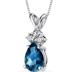 London Blue Topaz Pendant 14 Karat White Gold Pear 0.77 cts P9052 top Blue Sapphire Diamond Pendant, Sapphire Diamond Pendant, White Gold Pendant Necklace, Topaz Jewelry, Blue Sapphire Diamond, Amethyst Pendant, Green Amethyst, Diamond Pendant Necklace, Sapphire Diamond