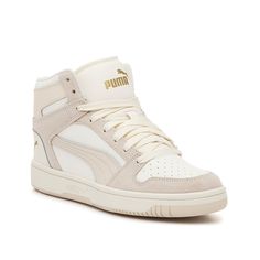 Puma-Rebound Sneaker - Women's Keep your casual looks stylish from the court to the streets. The Rebound sneakers from Puma feature a sporty silhouette, a mid-top design, and suede accents. Mid Top, Top Design, The Court, The Streets, Womens Sneakers, Casual Looks, Tennis, Tops Designs, Batman