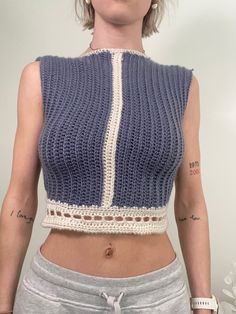 Stella Crochet Crop Top with Adjustable Back Ties - Hand Made  **NOT MY PATTERN** Creator is CrochetFaeriesStudio on Etsy  This top has an adjustable back tie and is very stretchy due to the stitches used. The wool is so soft and really comfy! I have a 35 inch chest and this top fits me perfectly - please message me for the exact measurements. Tied Hands, Crochet Crop, Crochet Crop Top, Tube Top, Womens Clothing Tops, Crop Top, Tops & Tees, T-shirt, Crop Tops