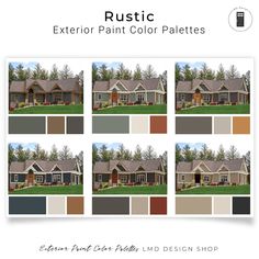 the exterior paint color palettes for this house are shown in different colors and styles