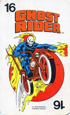 an old comic book cover with a skeleton riding a motorcycle