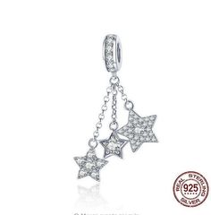 Sparkling Star Meteor Long Chain Pendant Clear CZ Charm bead 100% Authentic 925 Sterling Silver Charms Fits European Pandora Charm Bracelet Item specifics    Fine or Fashion: Fashion    Item Type: Charms    Metals Type: Silver    Style: Trendy    Model Number: SCC881    Material: Cubic Zirconia    Charms Type: Sun, Moon & Stars    Occasion: Anniversary,Engagement,Gift,Party,Wedding    Packaging: Only one free velvet jewelry bag for each parcel    Material: 925 Sterling Silver    Items: Witho Silver Star-shaped Jewelry With Dangling Charms, Elegant Silver Star Charm, Silver Star Charm, Pandora Star, Pandora Bracelet Charms Ideas, Pandora Bracelet Designs, Pandora Jewelry Charms, Charms Pandora, Golden Trio