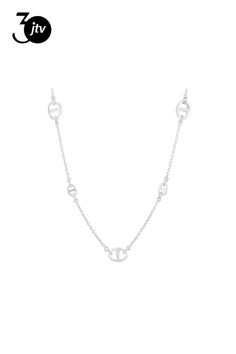 Sterling Silver Mariner Station Adjustable 20 Inch Necklace. Measures approximately 3/8" W, is adjustable from 16-20" L, and has a lobster claw clasp. 20 Inch Necklace, Lobster Claw, Sterling Silver, Silver