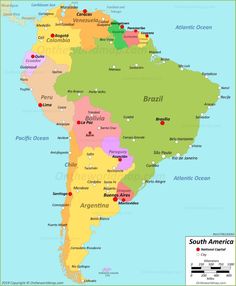 a map of south america with all the major cities