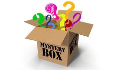 an open box with question marks coming out of it and the word mystery box inside