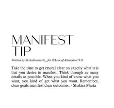 an article with the words manifest tip written in black and white on top of it