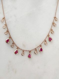 14K Solid Rose Gold 0.10 Carat Diamonds VS2-SI G-H 0.92 Carat Rubies Adjustable chain length 16-18 inches Ruby Necklace, Gold Initial, Chain Lengths, Chain Length, Pendant Necklaces, Beautiful Necklaces, Necklace Etsy, Jewelry Necklace Pendant, Necklace Lengths