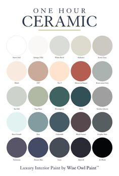 a poster with the names and colors of different types of paint in each color scheme