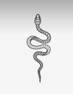 a black and white drawing of a snake