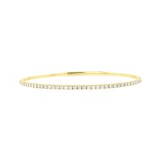 Complete your look with the perfect touch of elegance. The Simply Diamonds Bangle Bracelet features 1 carat total weight of sparkling round brilliant diamonds set in a 14 karat gold flexible bangle, for a timeless, classic style. Wear this luxurious piece to make a statement and show off your sophisticated side. Classic Diamond Bangle With Flexibility, Classic Diamond Bangle With Flexible Design, Classic Flexible Diamond Bangle, Diamond Bangles Bracelet, Timeless Classic Style, Diamond Bangle, Top Gifts, Brilliant Diamond, 1 Carat