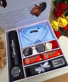 Ideas Mans Birthday Gift Ideas, Gift Box For Anniversary, What Is The Best Gift For Boyfriend, Couple Gifts For Wedding, Shirt Gift Box Ideas For Men, Gift For Men Birthday, Hampers Ideas For Men, Gift Hamper For Boyfriend, Gift Box For Men Birthdays