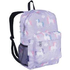 Your child will be the talk of the playground with the Wildkin 16 Inch Backpack! Measuring 16 x 12.5 x 9.5 inches, the 16 Inch Backpack is just the right size. Our 16 Inch Backpack features two padded adjustable shoulder straps, a padded back, a durable top handle, two zippered compartments, mesh side pockets and interior utility pockets. Made from super durable 600-denier polyester fabric with an interior moisture-resistant nylon lining, the 16 Inch Backpack is capable of handling anything you Elementary School Backpack, Backpack Purple, Back To School Backpack, Water Resistant Backpack, Unicorn Backpack, Monogram Backpack, Kids School Backpack, Purple Backpack, Boys Backpacks